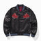 Pink and Blue Crow Embroidered Casual Baseball Jacket
