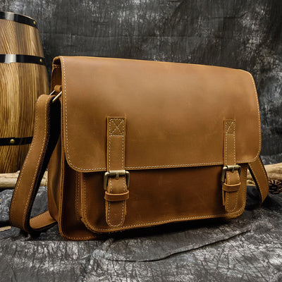 Maletín Vintage de Cuero para Hombre - Bolso Mensajero A4 con Solapa - Image 10