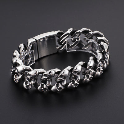 Pulsera de calavera con estilo punk para hombre