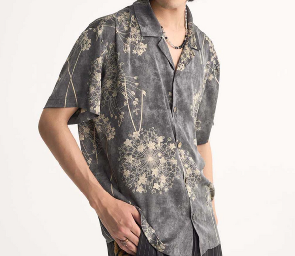 Camisa Vintage Diente de León Dorado de Manga Corta