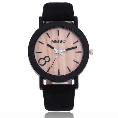 Reloj de Pulsera Cuarzo con Correa de Cuero y Textura de Madera - Image 9