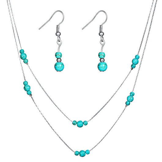 Conjunto de Collar y Aretes Turquesa Redondo - Image 14