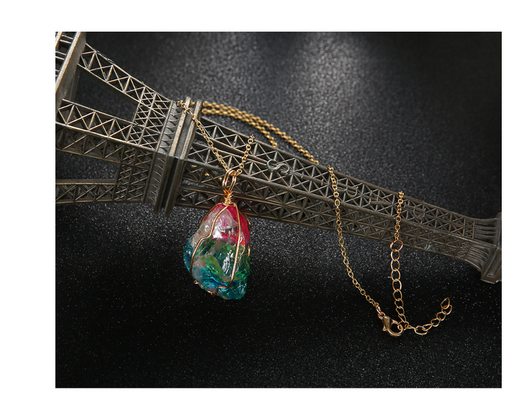 Collar de Cristal Multicolor con Siete Piedras Naturales - Colgante Transparente Envuelto - Image 3
