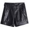 Shorts de Cuero Negro Talle Alto Pierna Ancha