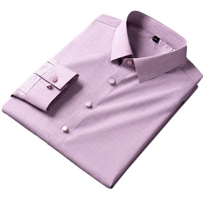 Camisa Manga Larga Rayada de Fibra de Bambú Premium sin Costuras para Hombre - Image 5