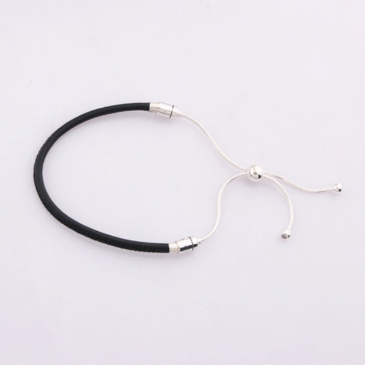 Pulsera de Cadena en Cuero Negro - Image 3
