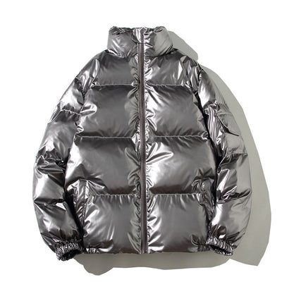 Chaqueta de Algodón con Cuello Alto Brillante para Hombre - Image 6