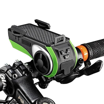 Luz LED Bluetooth para Bicicleta 5 en 1 con Altavoz, Cargador Portátil y Soporte para Teléfono