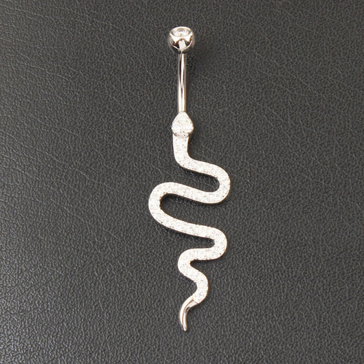 Piercing Ombligo Plata de Ley con Diseño de Serpiente y Circonita - Image 13