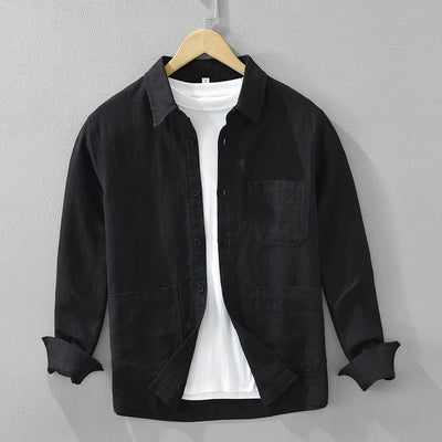 Camisa Casual Minimalista Retro de Manga Larga para Hombre - Image 5