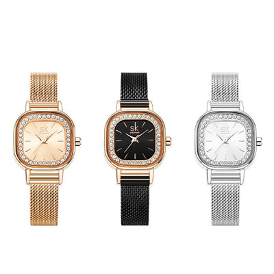 Reloj Cuadrado para Mujer con Malla Metálica y Cristales - Image 2