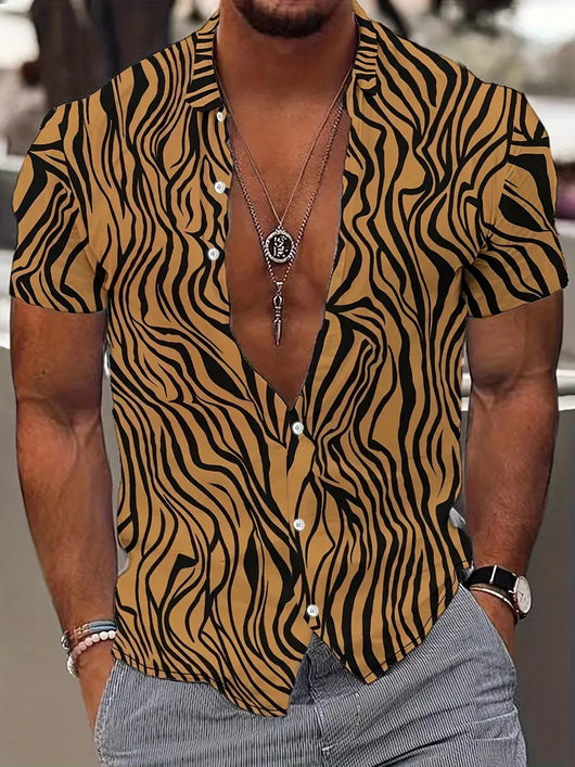 Camisa Manga Corta Hombre con Estampado Geométrico Moderno - Image 12