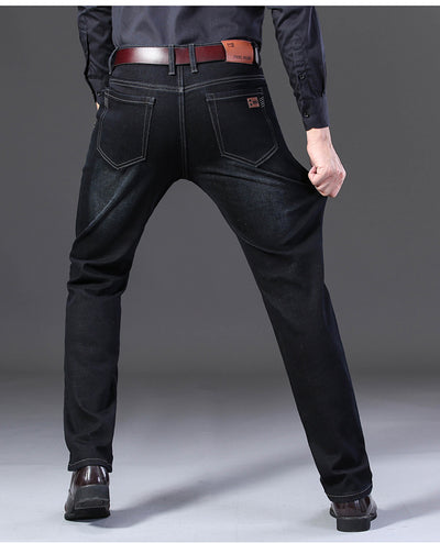 Pantalones Vaqueros Talla Grande Invierno Hombre Fleece Forrado Corte Recto - Image 9