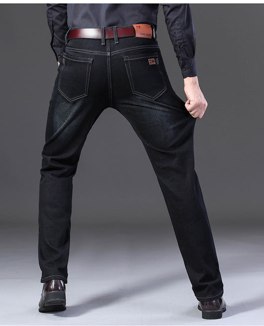 Pantalones Vaqueros Talla Grande Invierno Hombre Fleece Forrado Corte Recto - Image 9