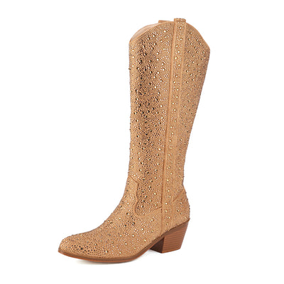 Botas Puntiagudas con Tacón Grueso y Detalles de Strass para Mujer - Image 7