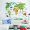 Vinilo Decorativo Mapa del Mundo Animal para Habitaciones Infantiles