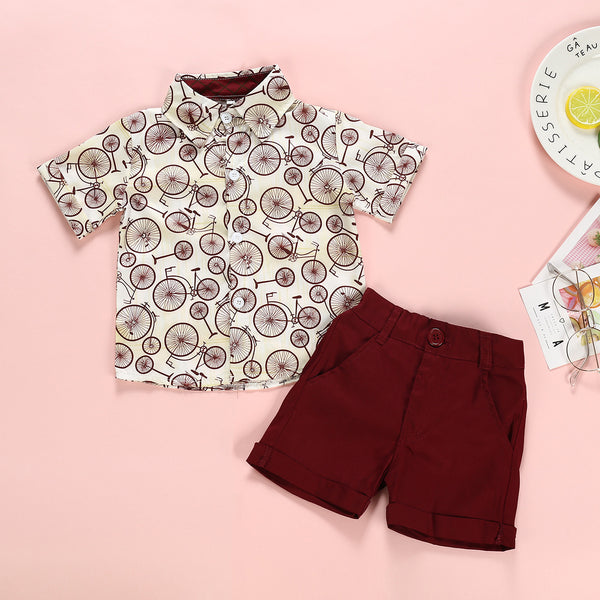 Conjunto Estampado: Playera + Shorts Rojo Vino - Image 5