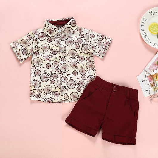 Conjunto Estampado: Playera + Shorts Rojo Vino - Image 5