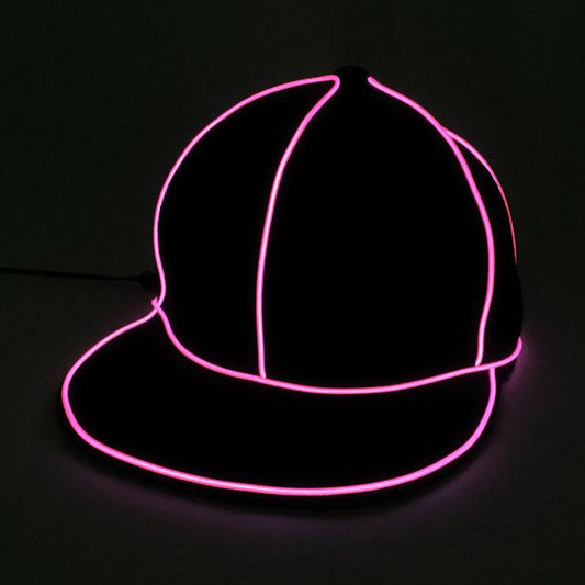 Gorra de Béisbol LED Fluorescente Hip Hop con Borde Plano