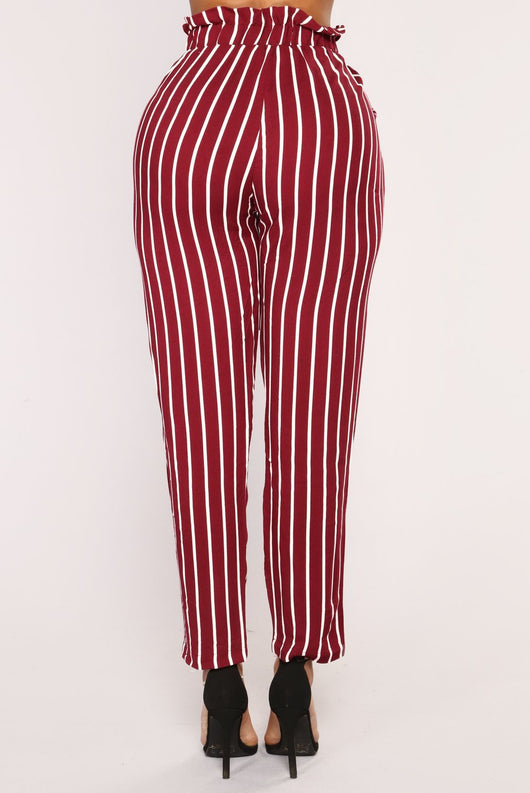Pantalón Casual a Rayas con Lazo para Mujer - Otoño Invierno - Image 6