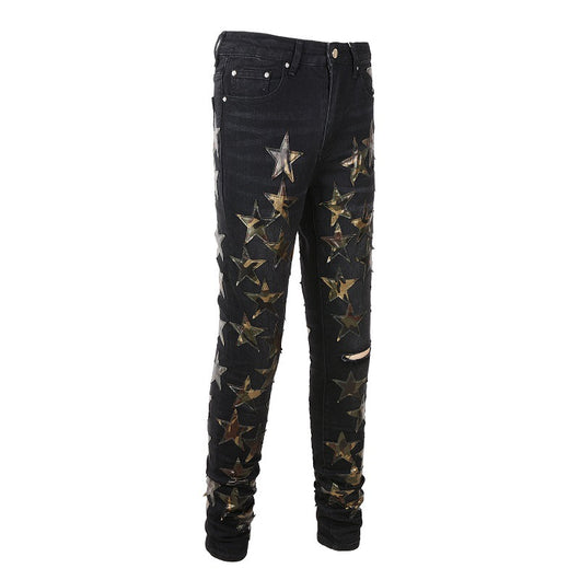 Jeans Rotos de Cuero con Estrella - Tendencia Street Style - Image 7