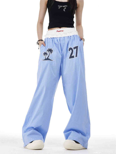 Pantalones Rectos Anchos con Rayas Verticales Bordadas - Efecto Adelgazante - Image 10