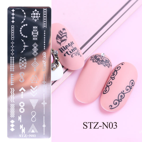 Placa de Acero Larga para Diseños de Uñas