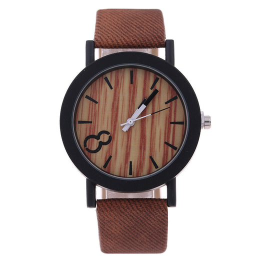Reloj de Pulsera Cuarzo con Correa de Cuero y Textura de Madera - Image 11