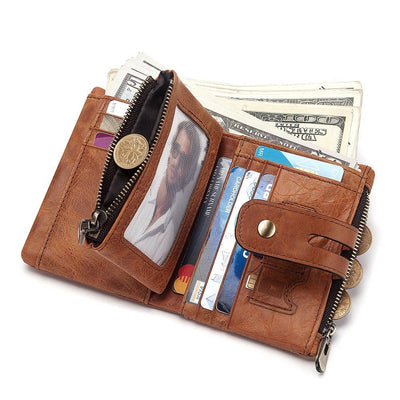 Billetera Retro de Cuero para Hombre con Múltiples Tarjetas y Protección RFID - Image 6