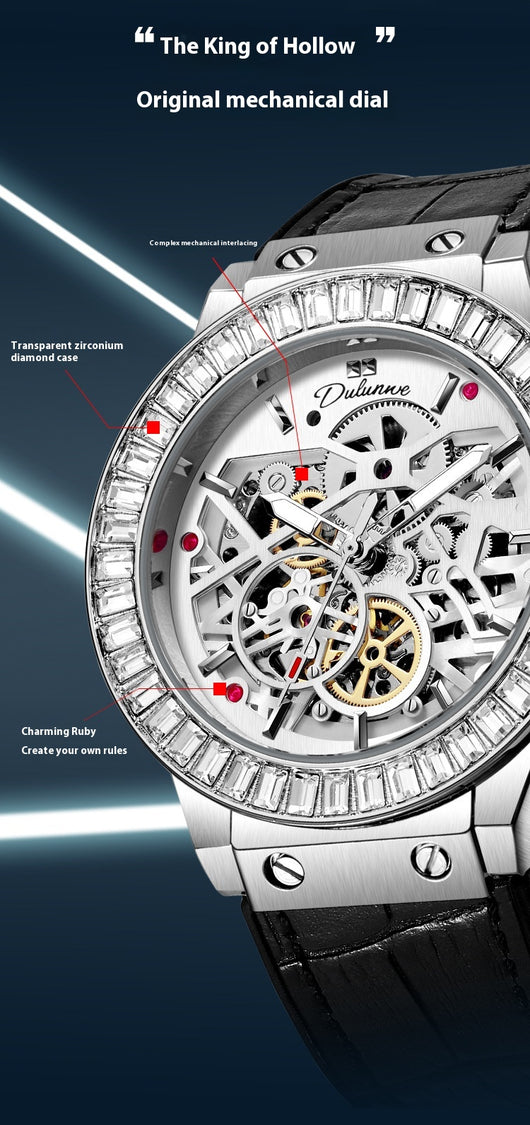 Reloj Mecánico Automático para Hombre con Movimiento Hueco y Diamantes - Image 22