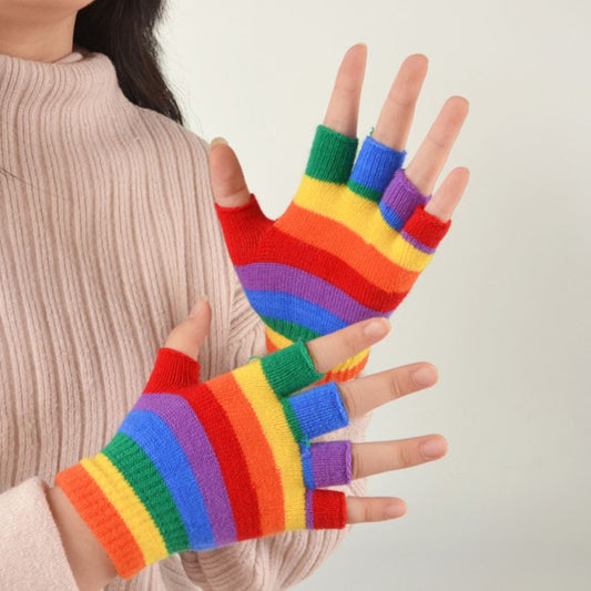 Guantes sin Dedos Arcoíris para Adultos - Medio Dedo Transpirable