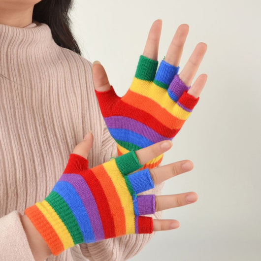 Guantes sin Dedos Arcoíris para Adultos - Medio Dedo Transpirable