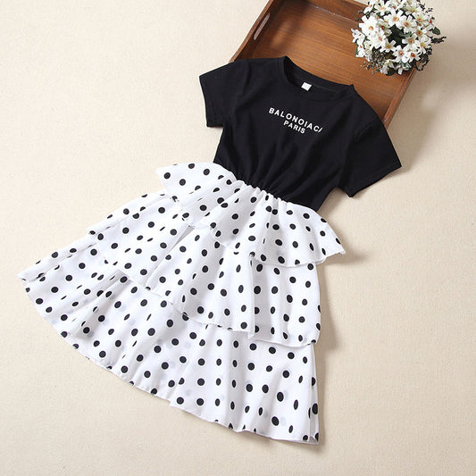 Vestido Infantil de Verano Estilo Extranjero con Manga Corta