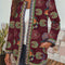 Abrigo Suelto Largo de Algodón y Lino con Estampado Retro
