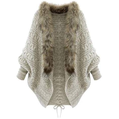 Cardigan con Cuello y Mangas Murciélago