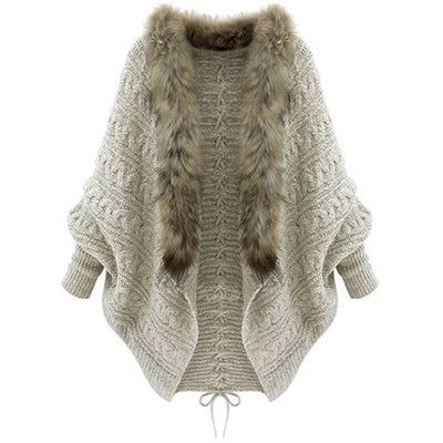 Cardigan con Cuello y Mangas Murciélago