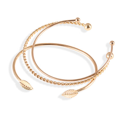 Pulsera de Tres Piezas con Hojas de Personalidad Simple - Image 4