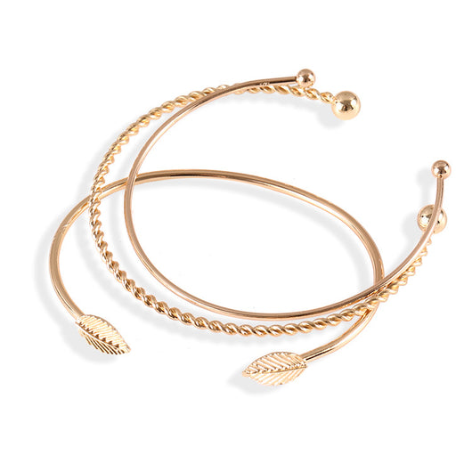 Pulsera de Tres Piezas con Hojas de Personalidad Simple - Image 4