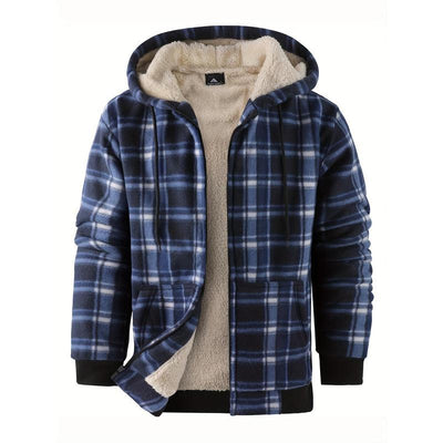 Chaqueta Impermeable de Lana a Cuadros con Capucha para Hombre - Image 5