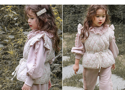 Suéter Infantil Niña Estilo Occidental con Encaje Suelto Manga Larga - Image 17