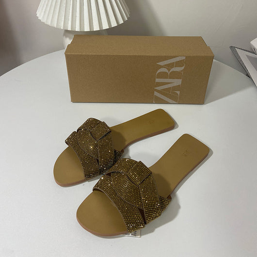 Sandalias Planas de Playa con Strass - Diseño Abierto Versátil para Mujer - Image 8