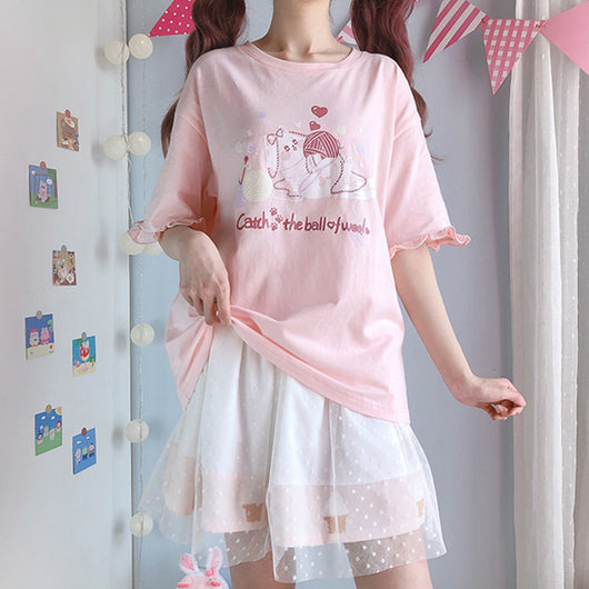 Playera Holgada para Niña con Estampado de Conejo Cartoon - Image 3