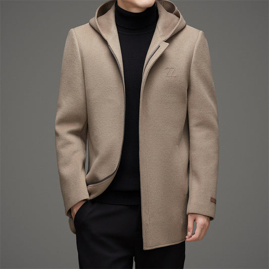 Abrigo de Lana Reversible con Capucha para Hombre - Invierno Premium