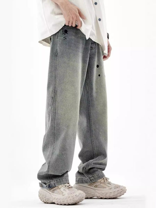 Pantalones Rectos Anchos Lavados Vintage para Hombre - Image 13