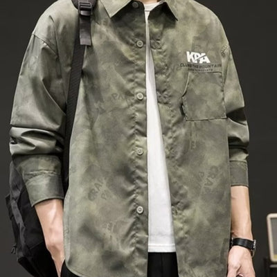 Camisa de Camuflaje Retro Estilo Japonés para Hombre