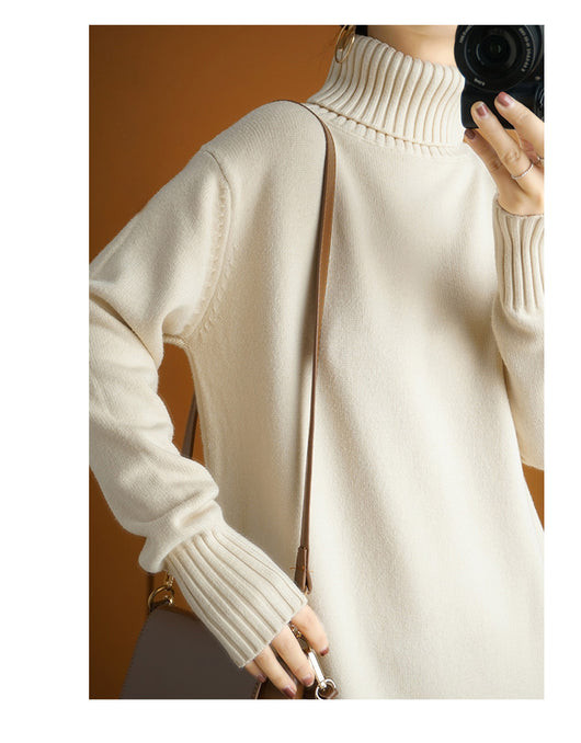 Vestido Tejido Cálido Estilo Coreano con Relleno de Lana - Image 3