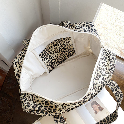 Bolsa de Hombro Estampado Leopardo en Lona para Mujer - Image 26
