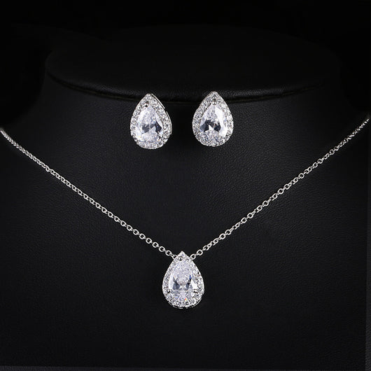 Conjunto de Aretes y Collar con Circonitas en Forma de Gota - Image 18