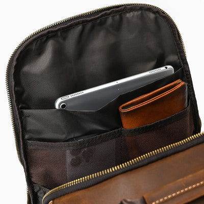 Mochila de Cuero Retro para Hombre - Gran Capacidad y Múltiples Bolsillos - Image 40