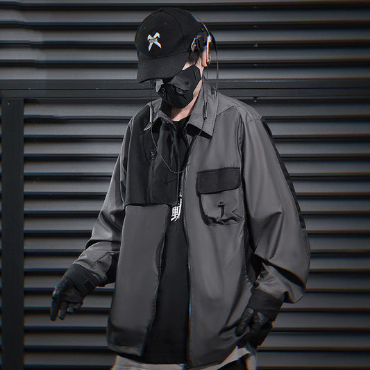 Chaqueta Polo Hombre Irregular con Empalmes - Suelta y Casual